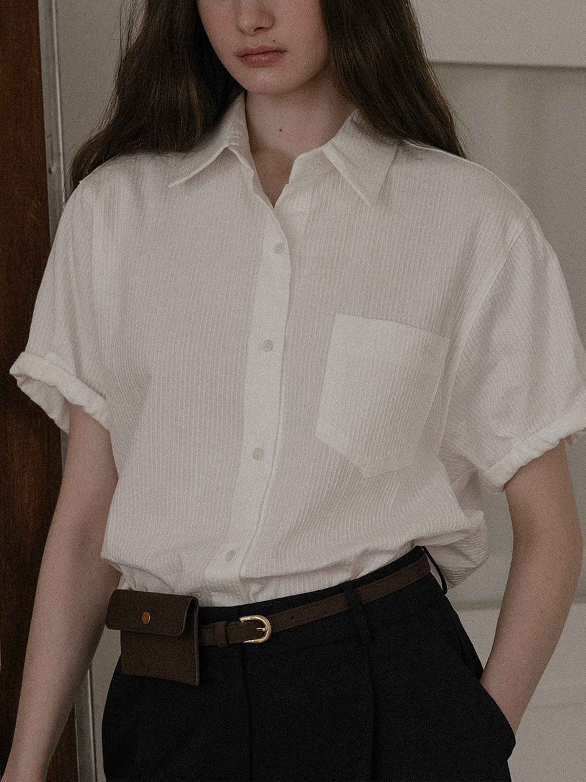 Stripe roll up shirt FRSP02SH08_Ivory