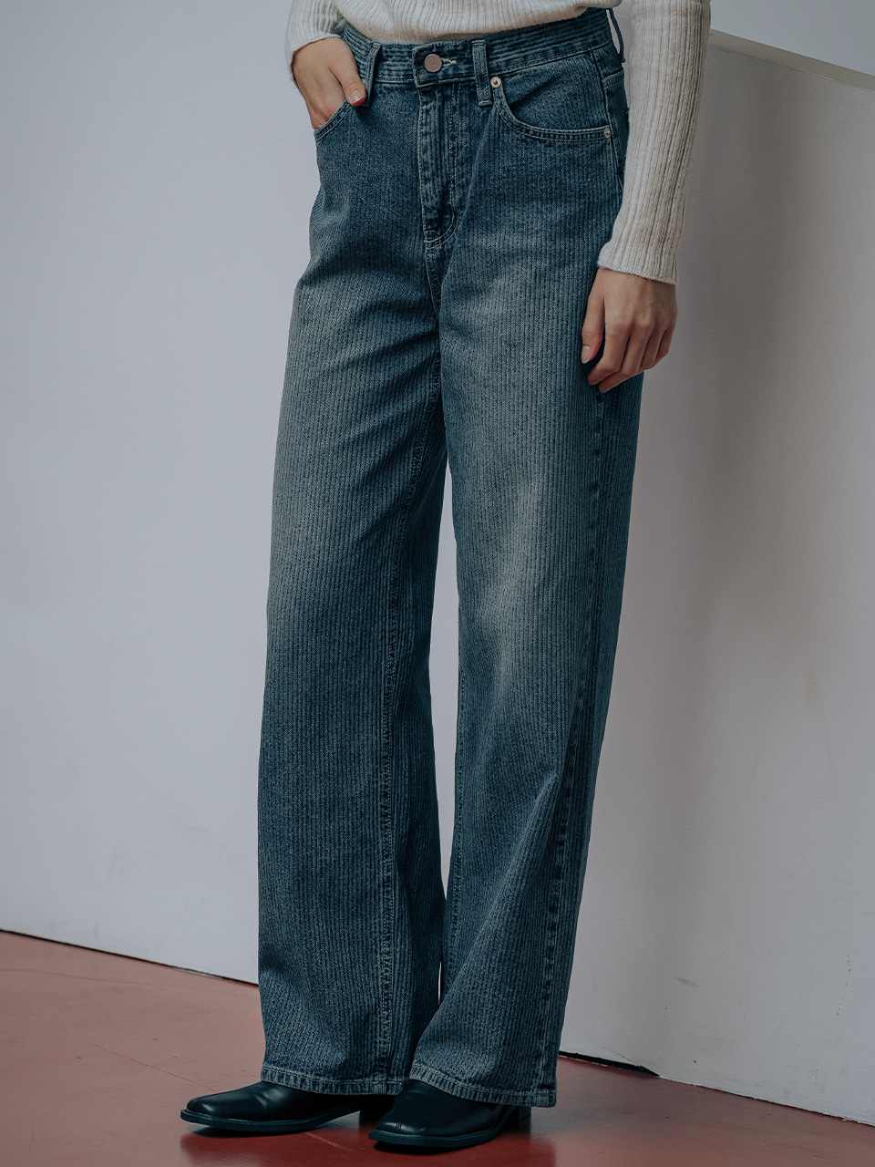 CURVED SEMI WIDE DENIM PANTS BLUE | ファッション通販サイト NUGU