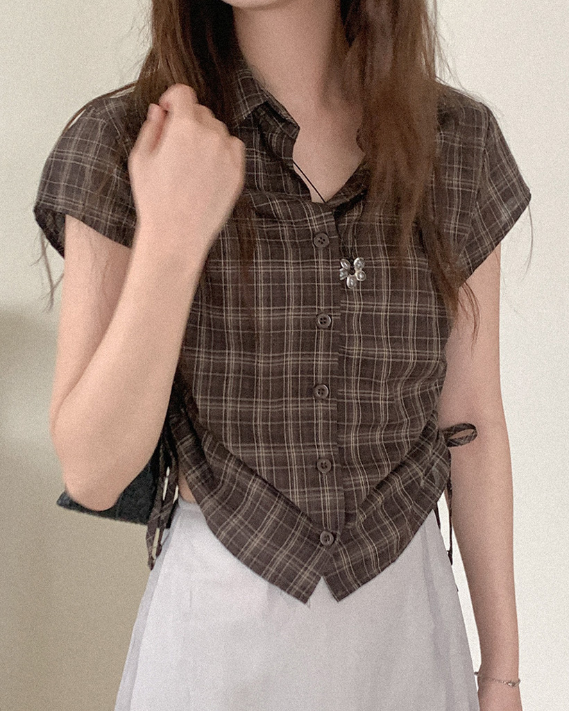 ストリングチェックシャツ