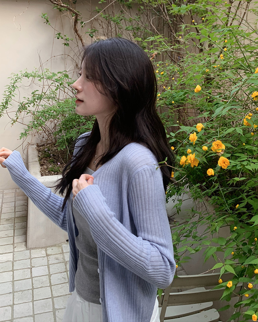 AURALEE リブ編みカーディガン ラベンダー 注目！ AURALEE オーラリー リブ編み カーディガン 22AW