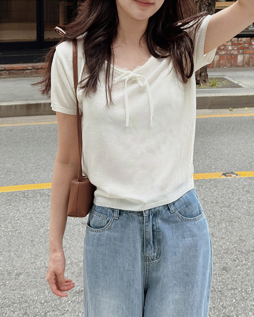 #SLOWMADE. リボンレースサマーニット