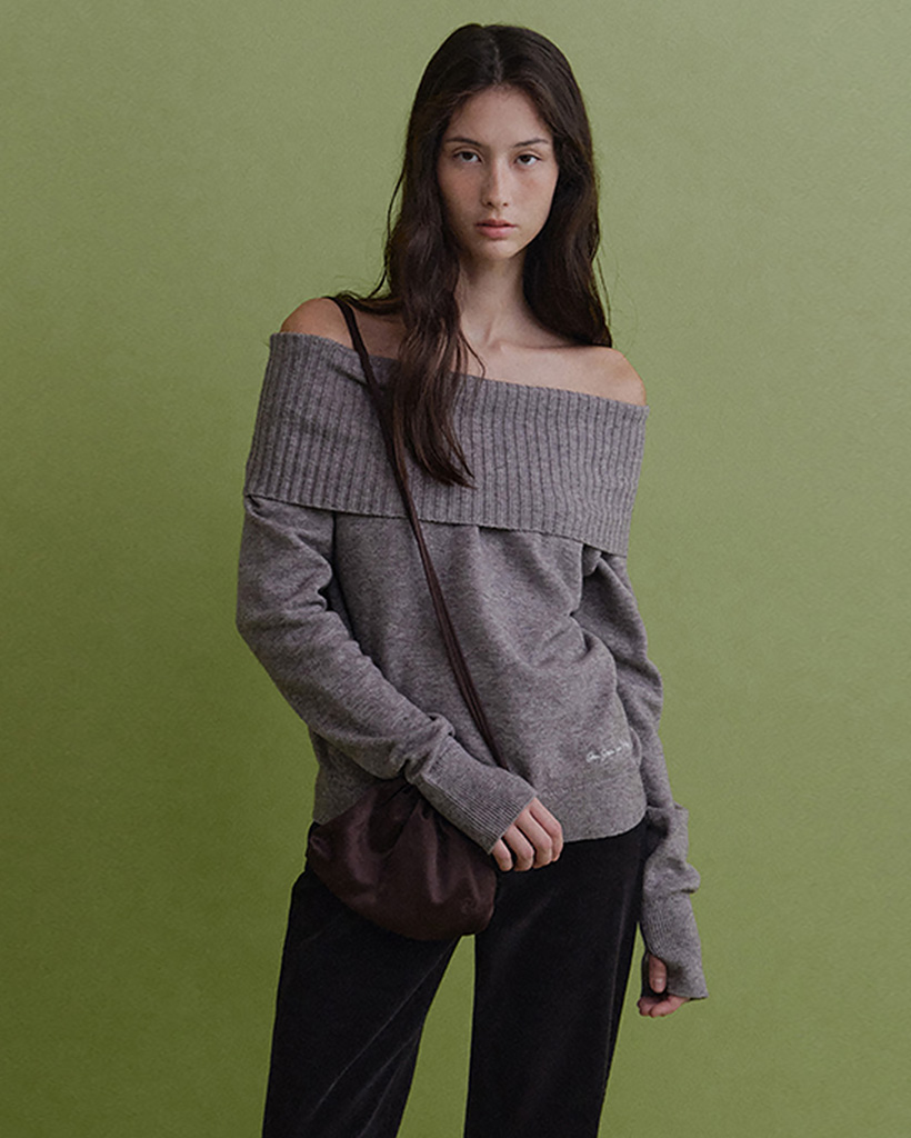 Arin Off-Shoulder Knit (Gray)
