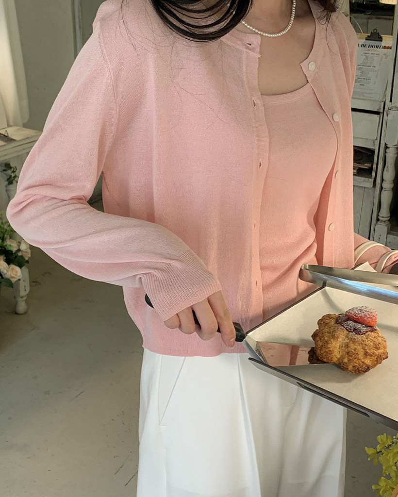 極美品✨　グッチ　コントラスト　ディティール　カーディガン　ノーカラー L'AUBE BLANC]コンパクトクルーネックバイカラーカーディガン