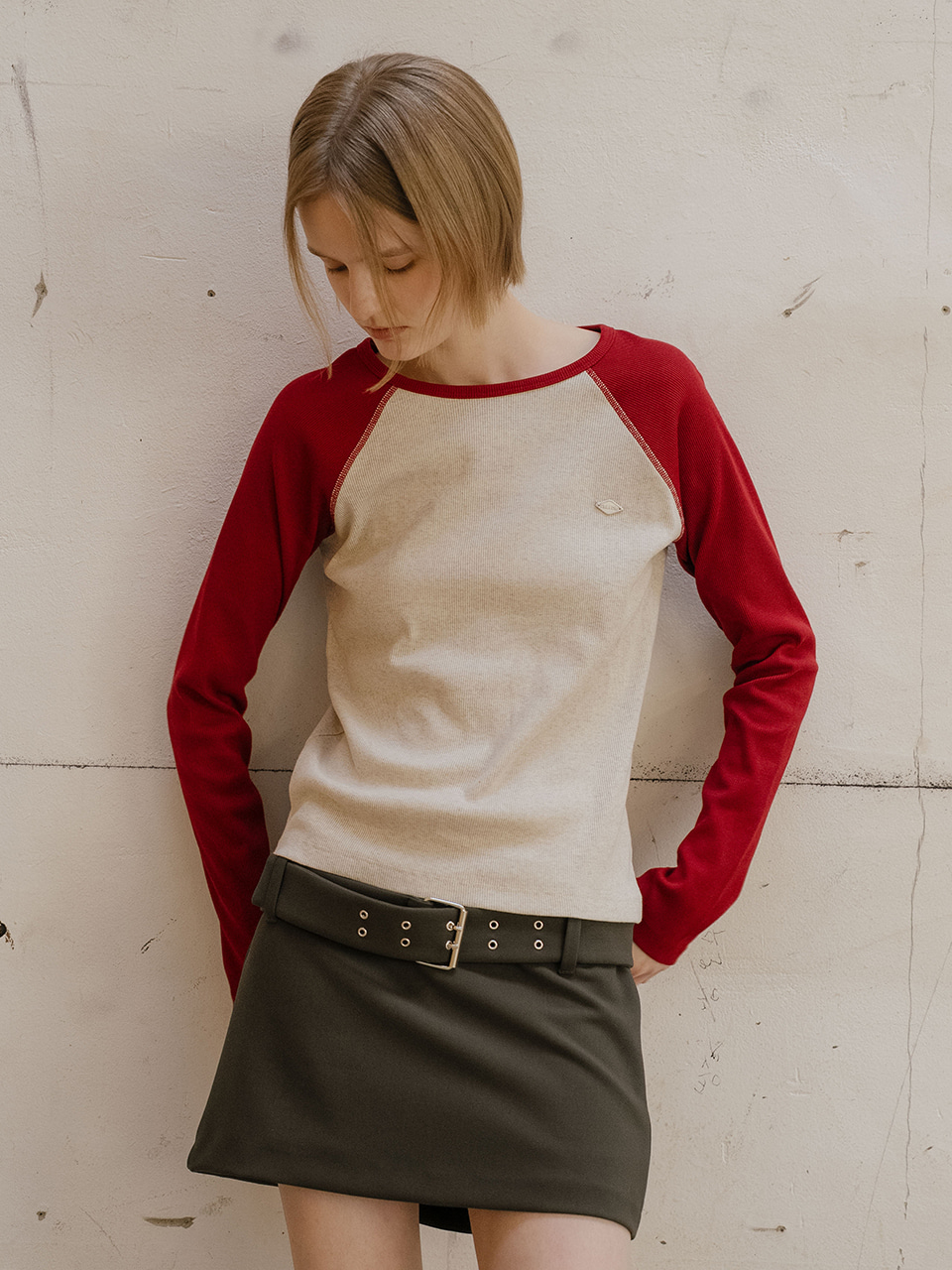 Stitch coloring raglan t-shirt [TISP06LT07]_Wine