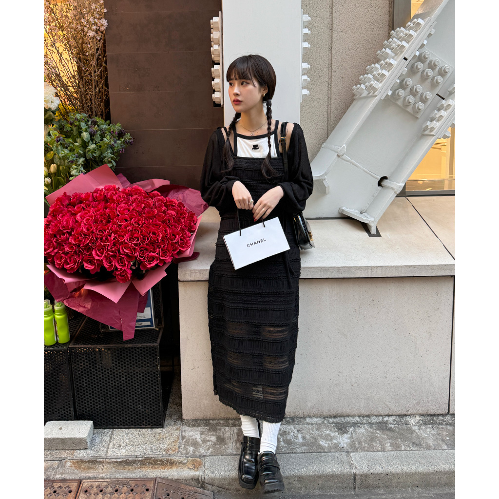 フリルキャミソールワンピース×シースルーボレロ