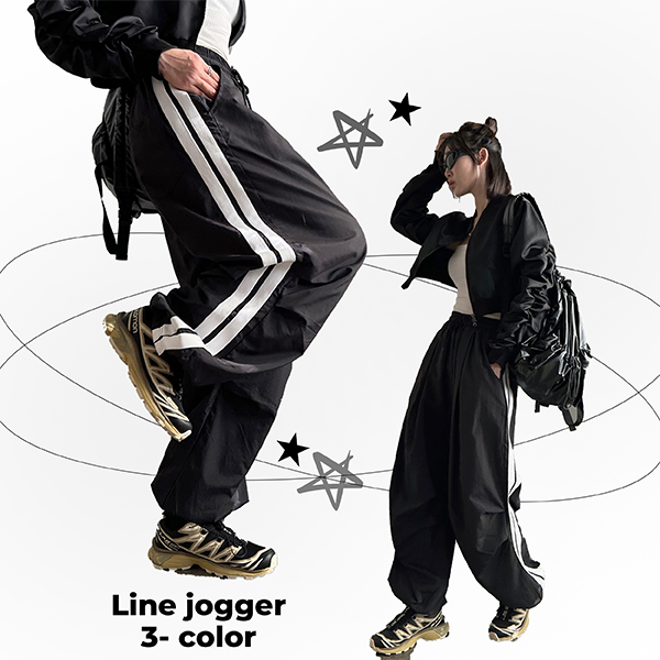 タイトトップス×パラシュートパンツ