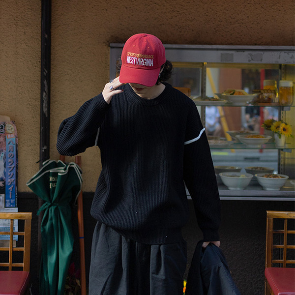 ステッチニット×バージニアボールキャップ