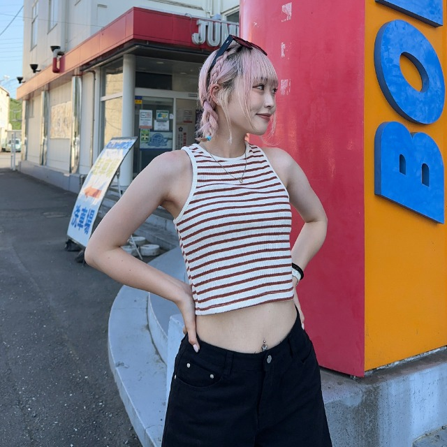 ボーダーノースリーブ