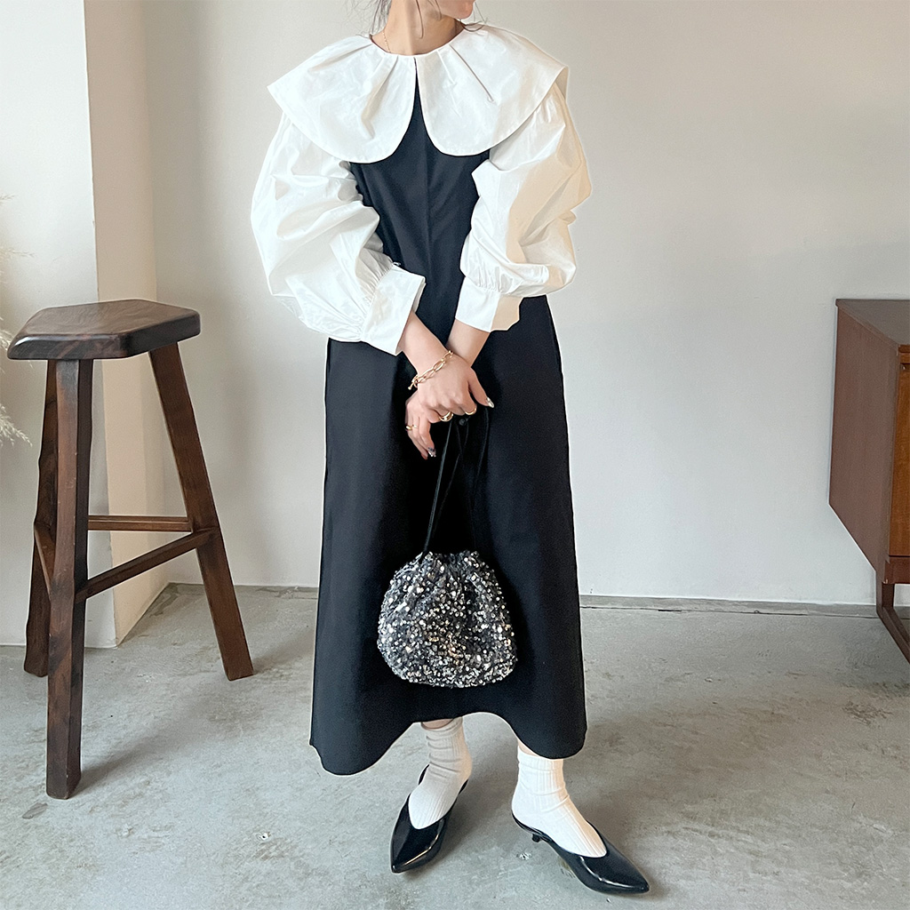 ブラウス×バックリボンワンピース