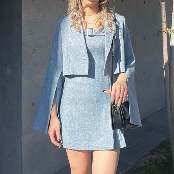 サマーツィードベルトデザインキャミワンピース×セットアップ