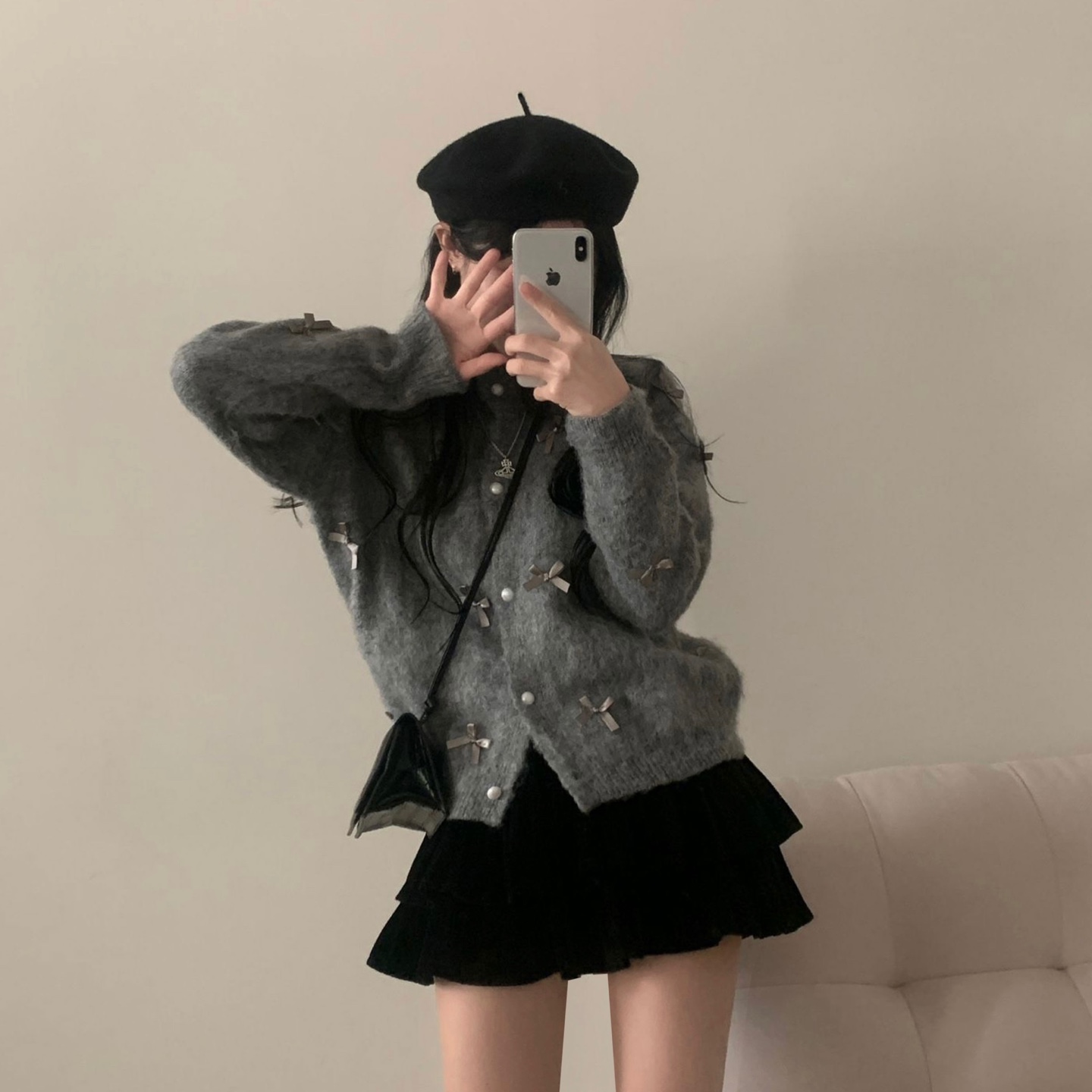 パール&リボンで韓国風ガーリー