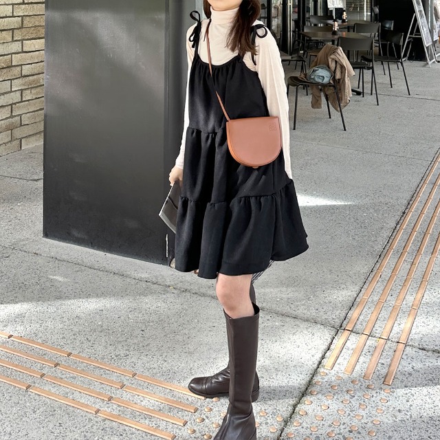 スエードリボンミニドレス