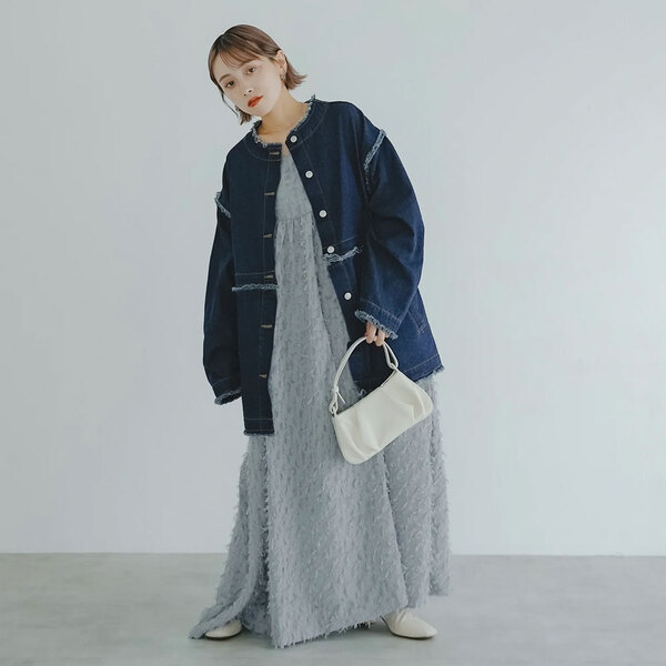 シアージャガードワンピース×オーバーサイズジャケット