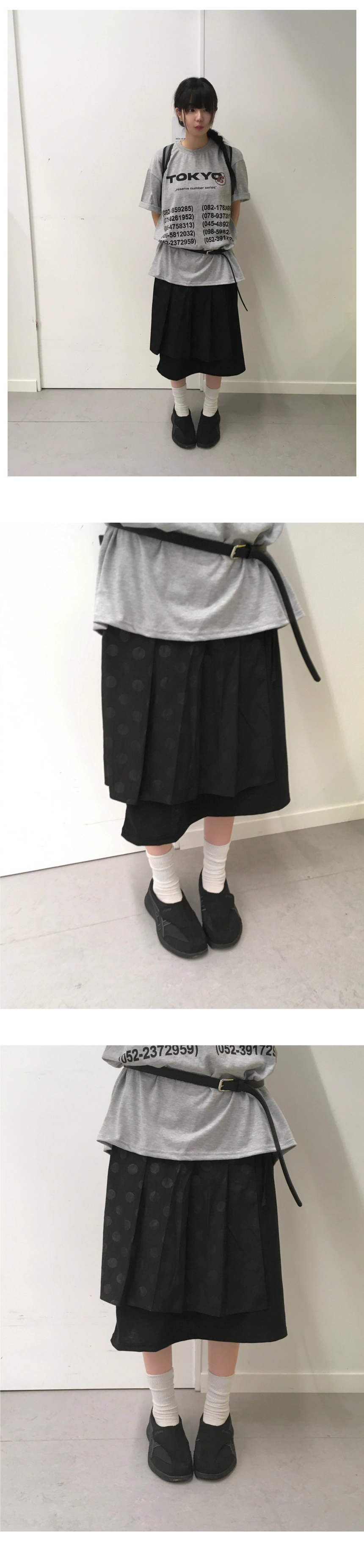 DOT WRAP SKIRT (GRAY / BLACK) | ファッション通販サイト NUGU