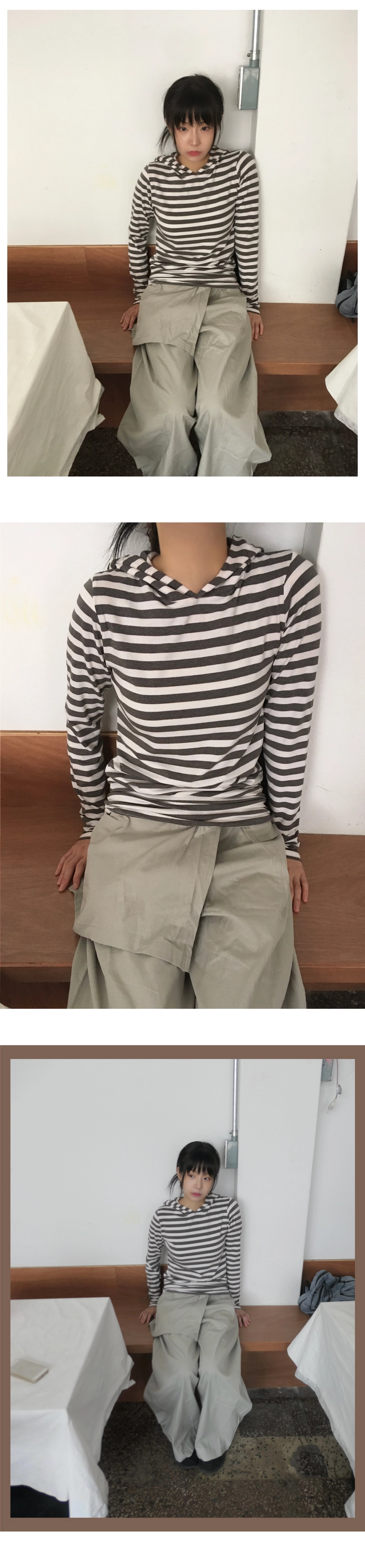 blancvert ストライプ フード付きパーカー blancvert ストライプ フード付きパーカー blancvert ストライプ