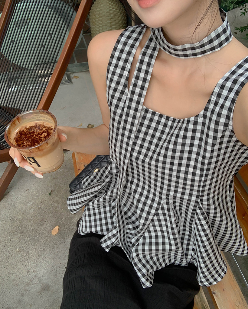 スクエアネックペプラムボウタイブラウス