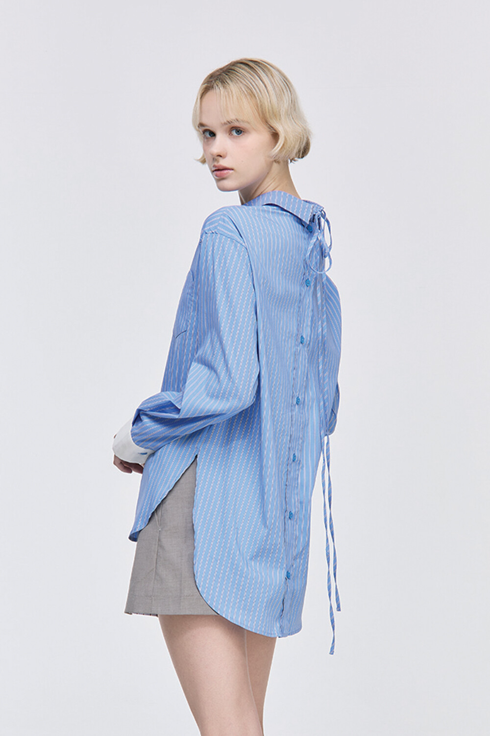 きるページ Oversized Blue Stripe Shirt | ファッション通販サイト NUGU