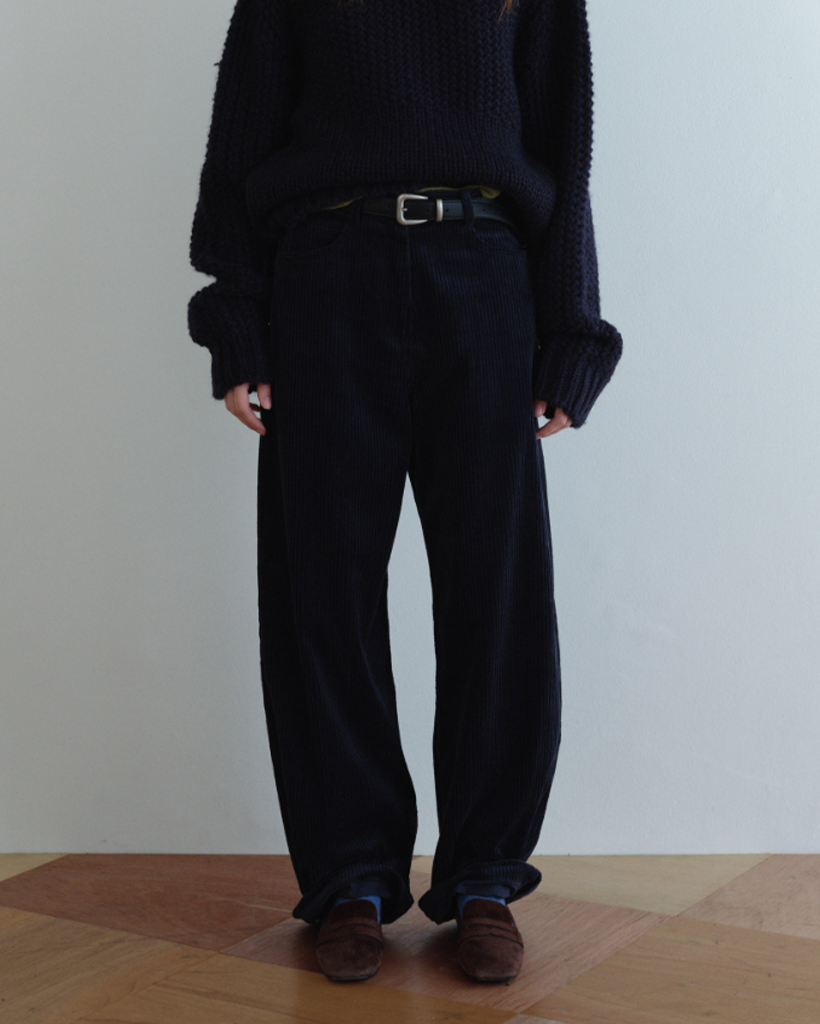 [8th] Curved Wale Corduroy Pants_Navy