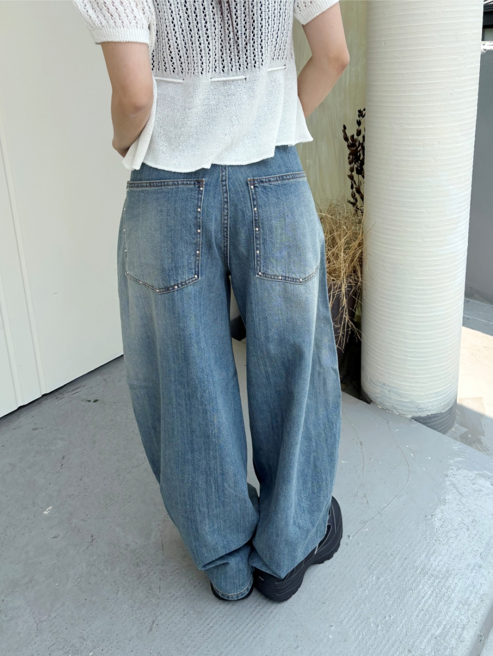 スタッズワイドデニムパンツ | ファッション通販サイト NUGU
