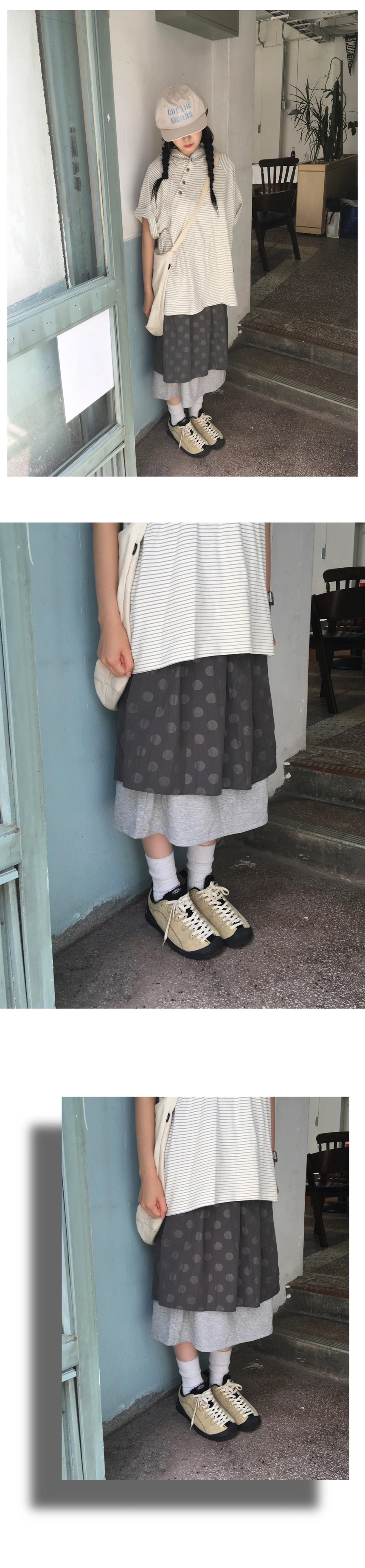 DOT WRAP SKIRT (GRAY / BLACK) | ファッション通販サイト NUGU