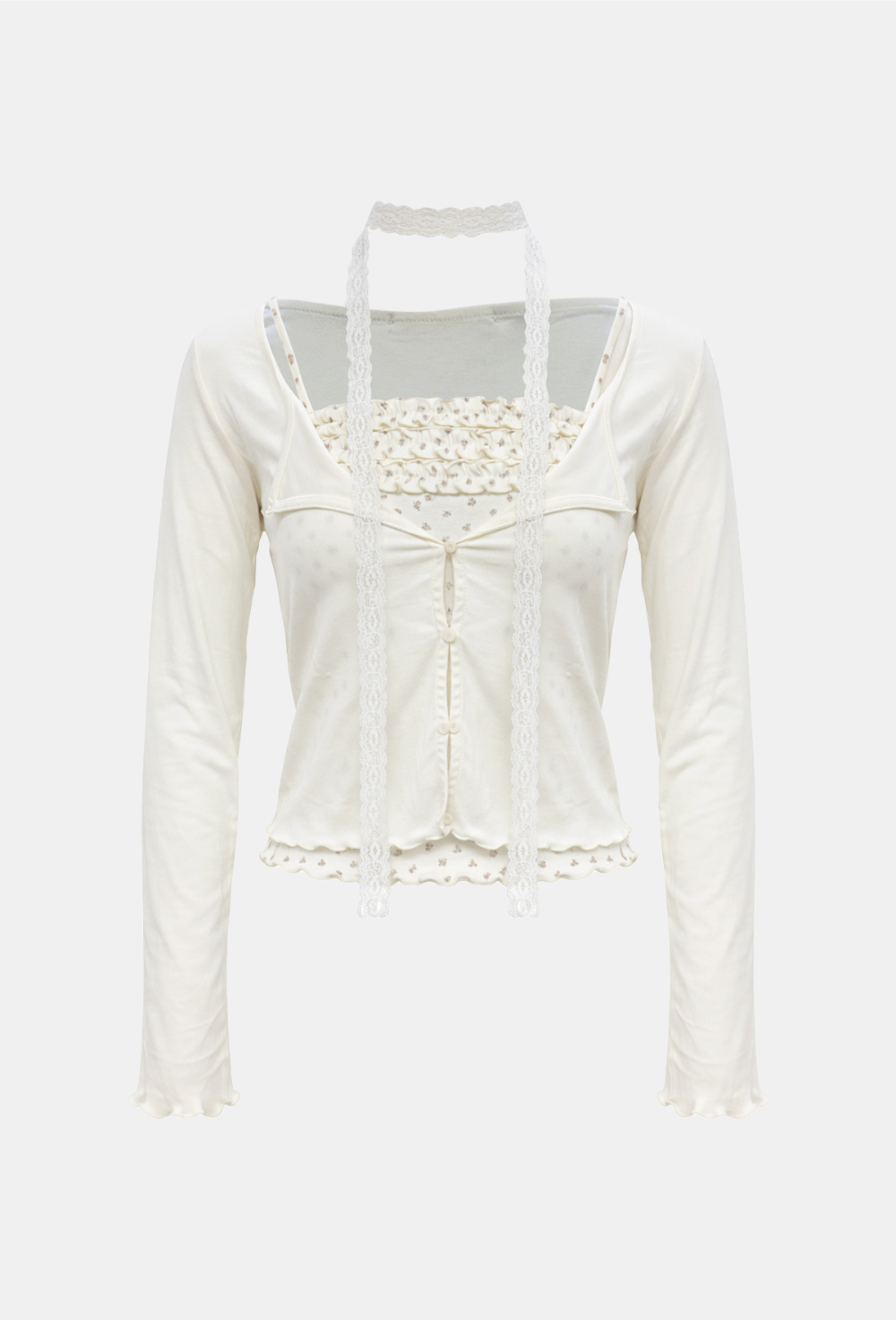 SET]フラワー柄スカーフトップスセット | ファッション通販サイト NUGU