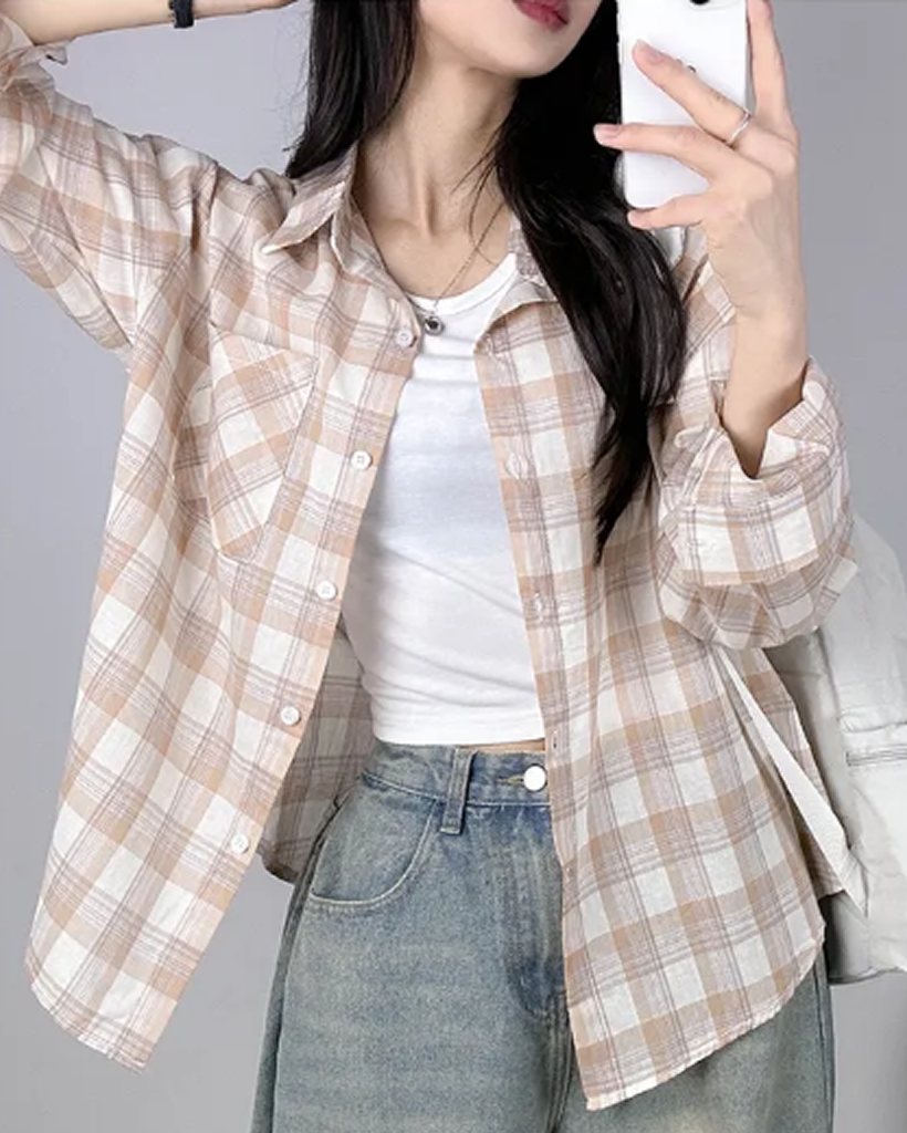 YENN チェック長袖シャツ yenn チェック柄 長袖シャツ