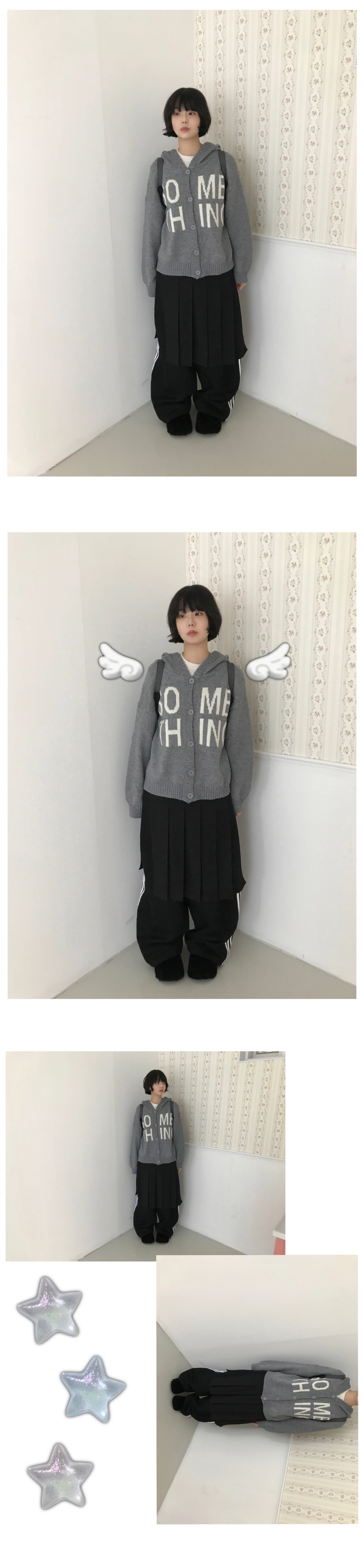 PLEATS LAYERED WRAP SKIRT (BLACK / CHARCOAL) | ファッション