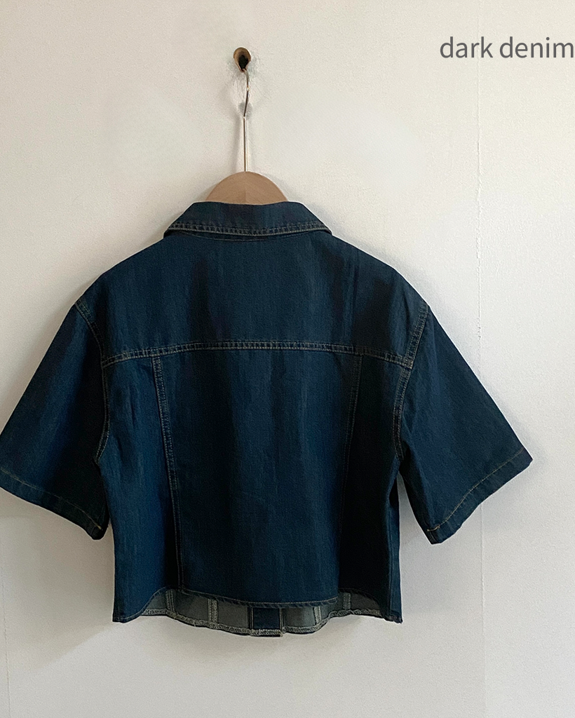 半袖デニムクロップドジャケット-3color | ファッション通販