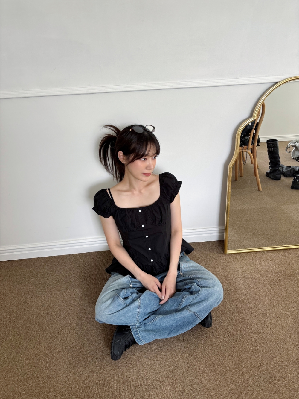 サイドタックワイドデニムパンツ | ファッション通販サイト NUGU