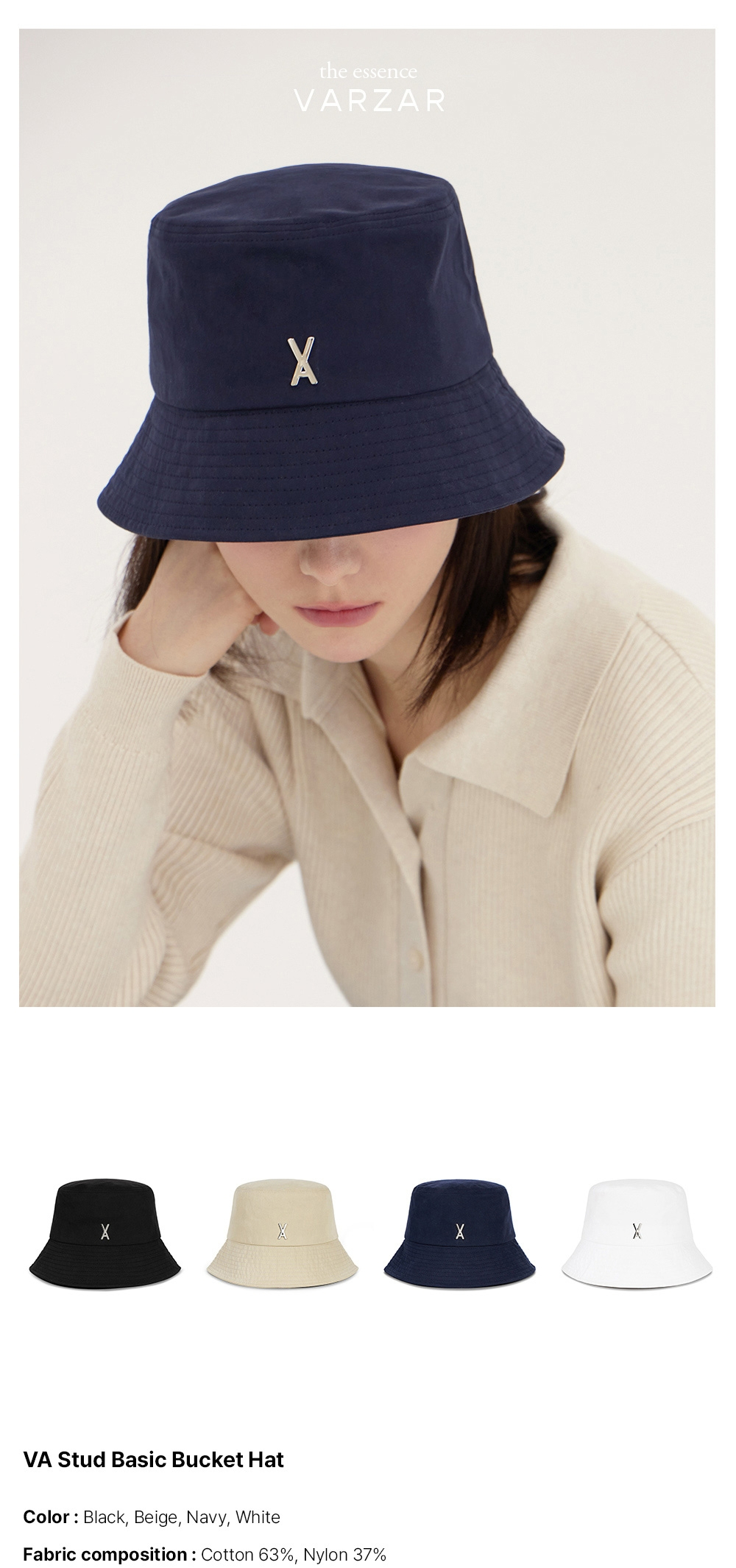 ★VARZAR★ VA stud basic bucket hat navy VA Stud Basic Bucket Hat Navy | ファッション通販サイト NUGU