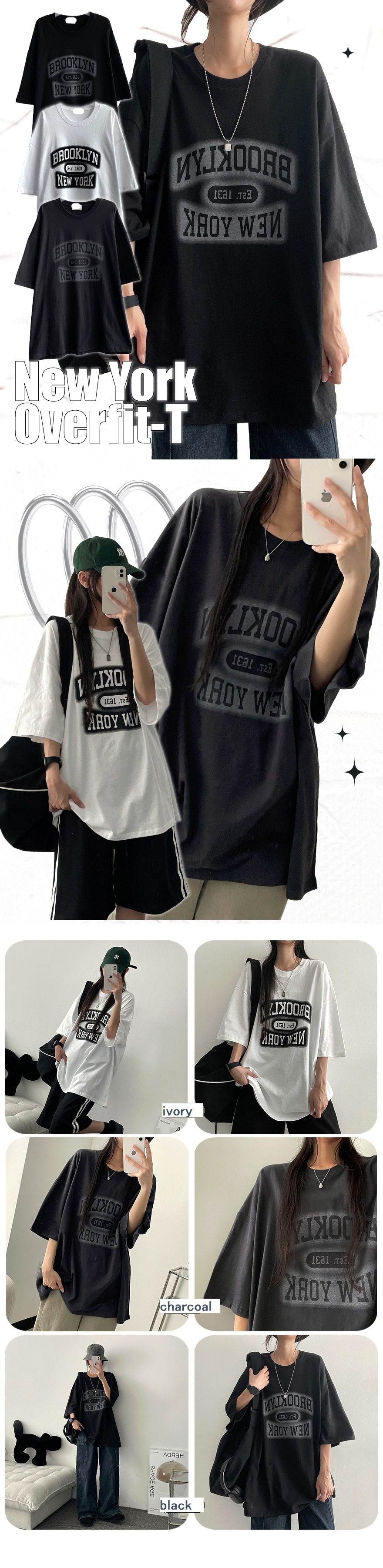 NEW YORKオーバーサイズ半袖Tシャツ(3color) | ファッション