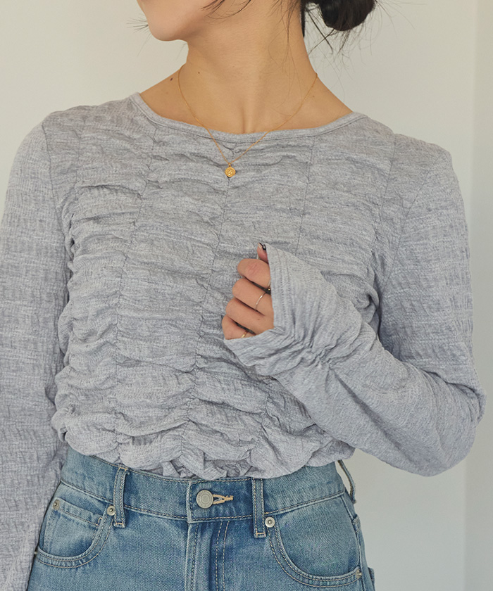 ロングスリーブシャーリングトップス