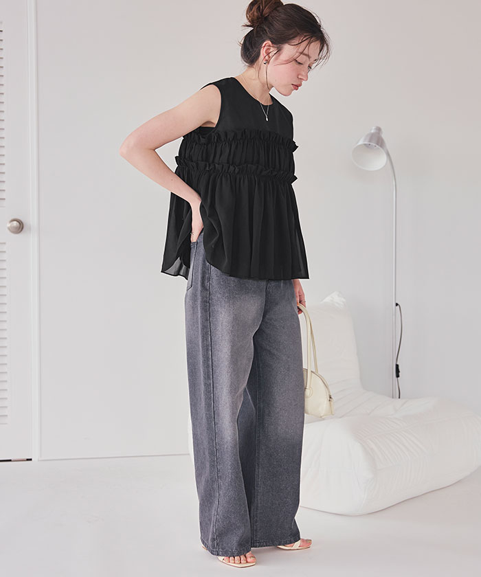 シフォンフリルドッキングトップス | ファッション通販サイト NUGU