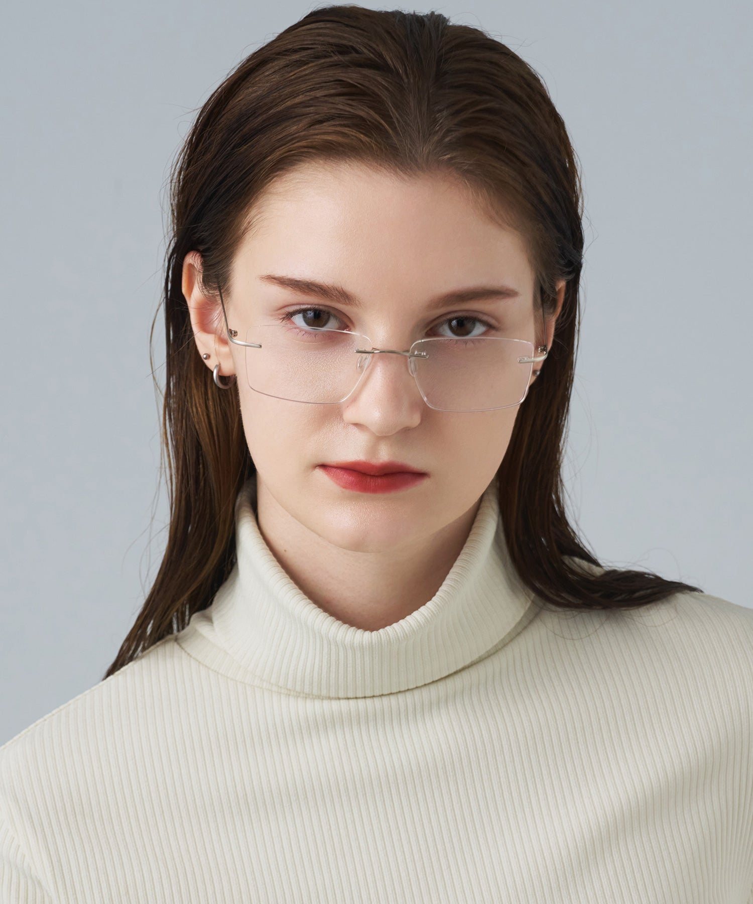 リムレス シルバー メガネ シルバー ツーポイント 透明 リムレス メガネ y2k フチなし