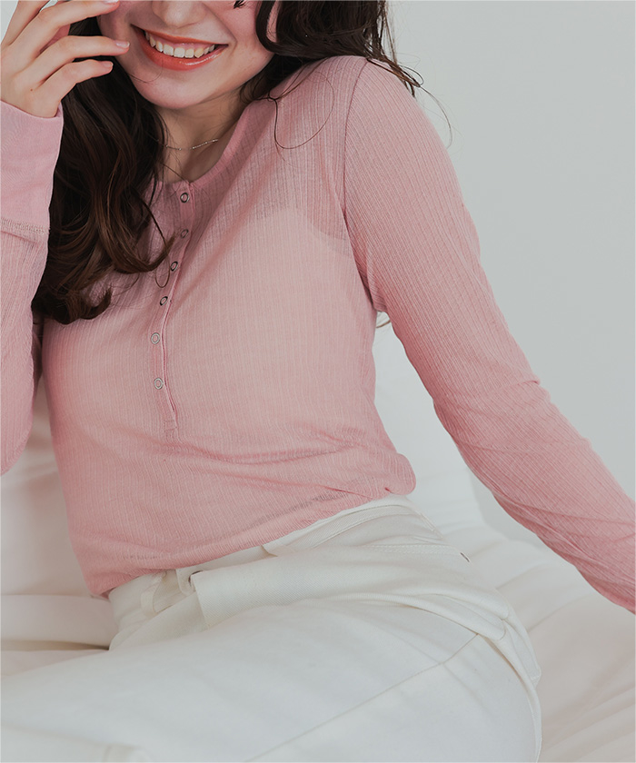 シアーテレコヘンリーネックトップス | ファッション通販サイト NUGU