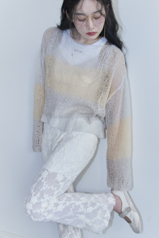 molle embroidery lace flare pants