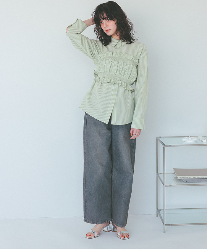 サッカーストライプシャーリングビスチェ | ファッション通販サイト NUGU