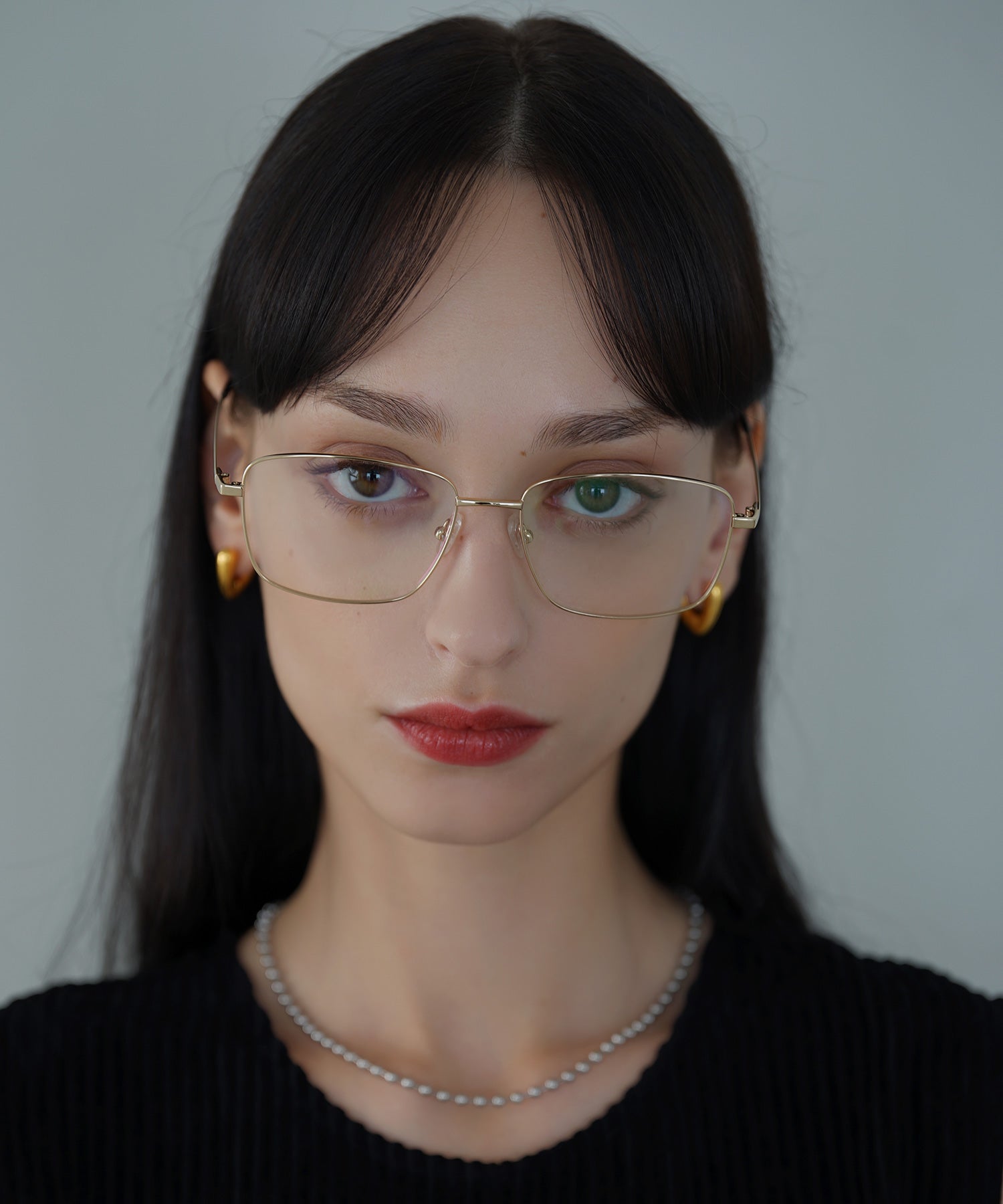 ユニセックス/NUEF/vingt-deux 22/スクエア眼鏡/ゴールド