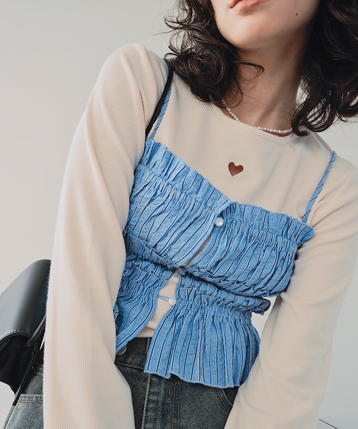 ハートカット刺繍前後2wayカットソー