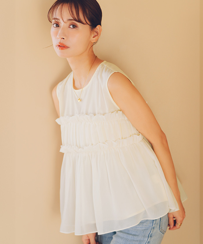 シフォンフリルドッキングトップス | ファッション通販サイト NUGU