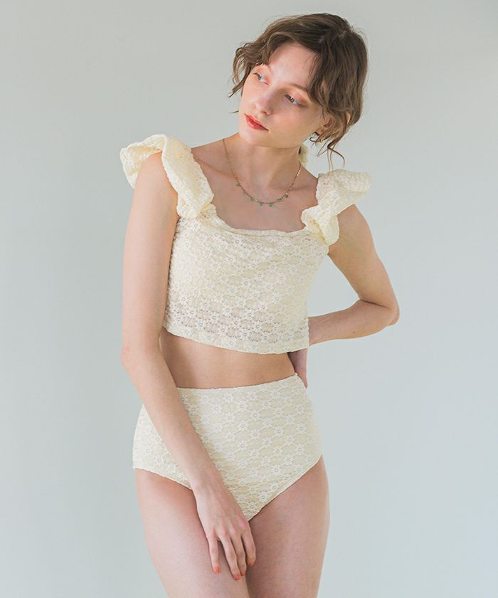 シュシュ付レースオフショルダービキニ/セット水着