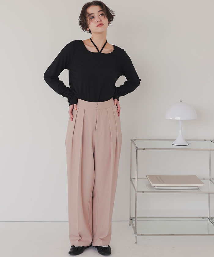 TENBLANK パンフレット インタックセンタープレスワイドパンツ | ファッション通販