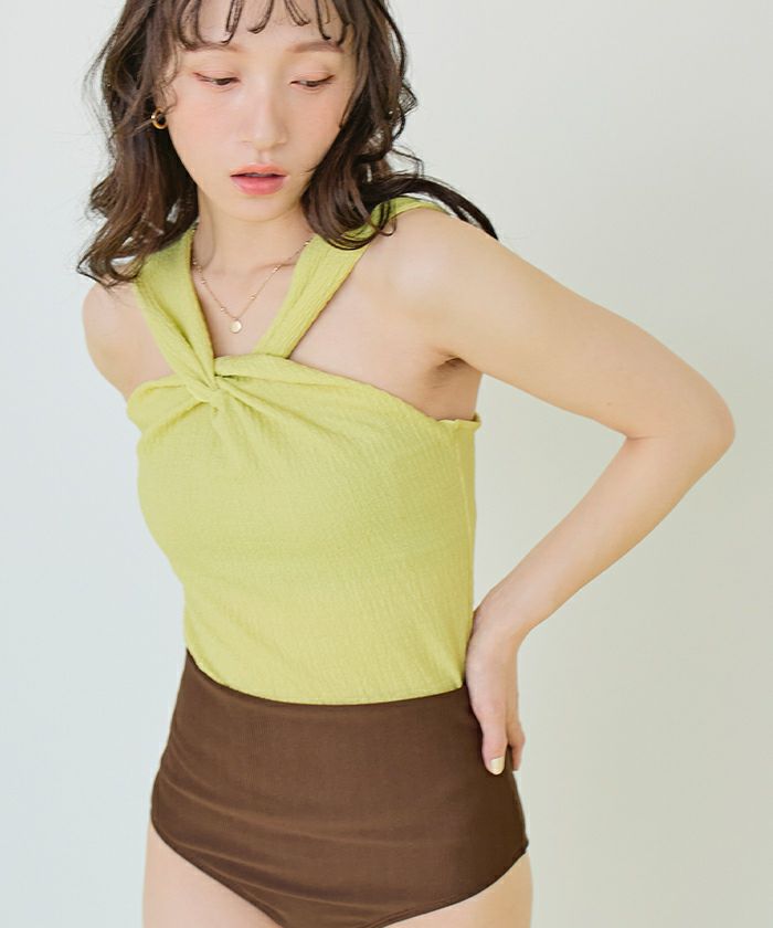 ★ベストセラー【CUPSHE】ツイスト ハイウエスト ビキニセット Cupshe ツイストタンクトップハイウエストビキニセット水着女性