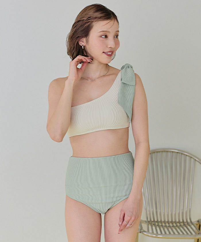 HAIGHT リブニット ワンショルダー水着 206a32c3e3617cad969964ac03353c