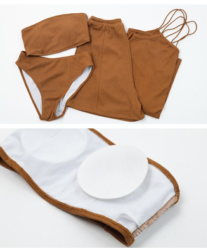 うみうみ キャミソール付ビキニ/水着4点セット/ビーチ/プール/海/リゾート