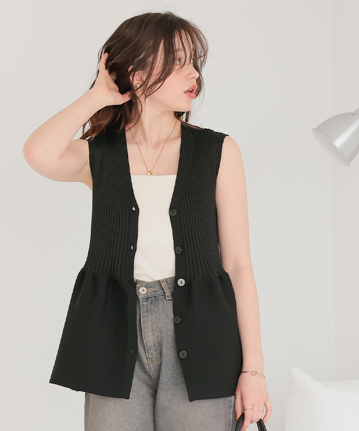 【タグ付き】Anne Coquine 2WAYペプラムノースリーブニット 楽天市場】2way ペプラム ノースリーブ ニット トップス