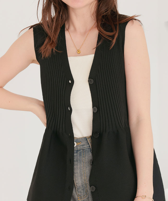 前後2wayノースリーブペプラムニットトップス | ファッション通販