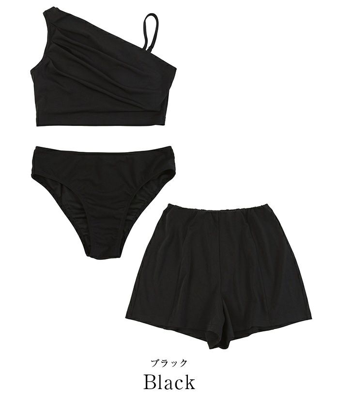 ショートパンツ付タックビキニ/セット水着 | ファッション通販