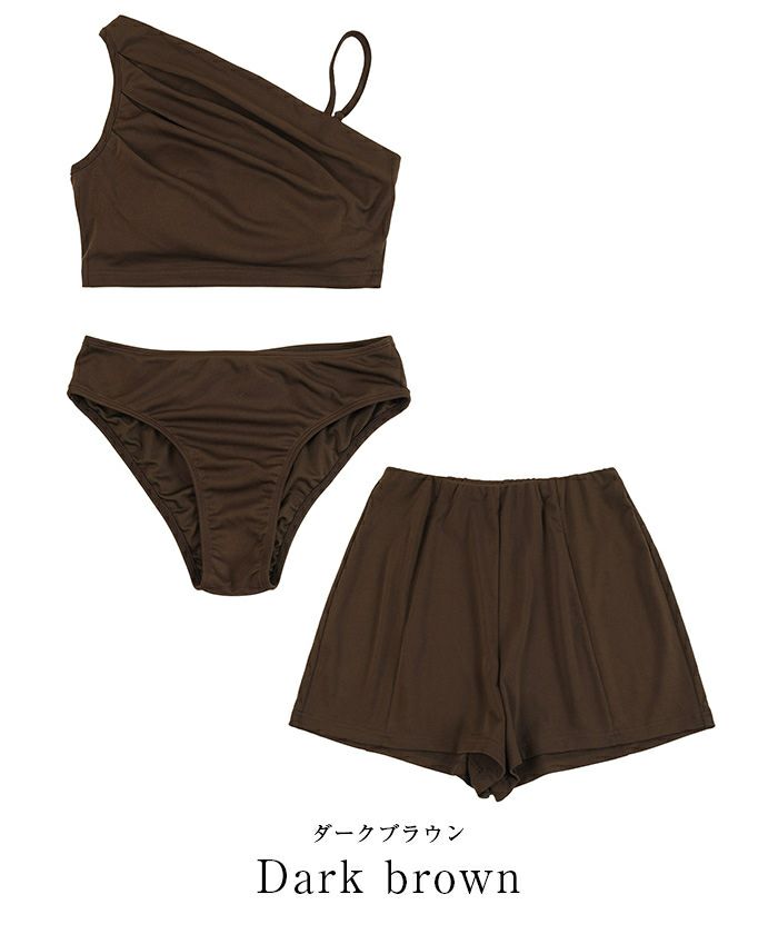 ショートパンツ付タックビキニ/セット水着 | ファッション通販