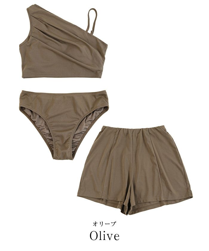 ショートパンツ付タックビキニ/セット水着 | ファッション通販